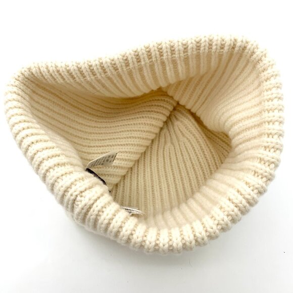 Louis Vuitton Beige Wool Knit Hat W/ Leather LV Logo Patch Winter Cap 52cm - Picture 6 of 9